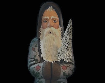 Papai Noel alemão Belsnickle grande em gesso com pinheiro nevado, moldado em forma de chocolate #605