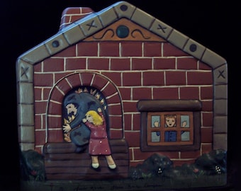 Handcrafted Chalkware Hansel and Gretel at the Witch's Cottage from Chocolate Mould/ Halloween  #503