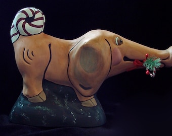 Chalkware Folk Art Pig, Chocolate Mold Chalkware from Mold #601