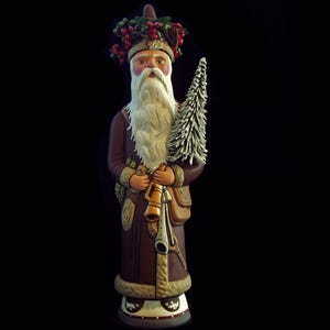 Chalkware Santa, Belsnickle. Father Christmas with Musical Instruments from Mold #281