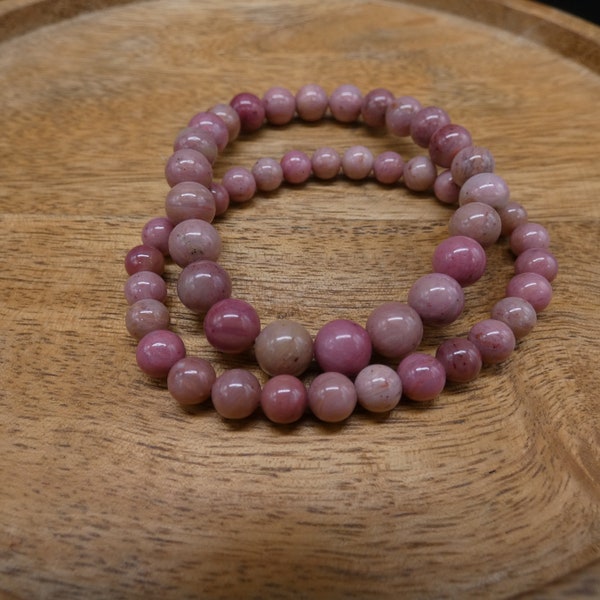 AAA Rhodonite bracelet in 6/8 mm round beads of 18/19 cm