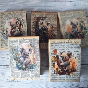 Diario Koala fatto a mano, dimensione personale, diario cucito con tasche, regalo di compleanno per gli amanti degli animali, diario della natura