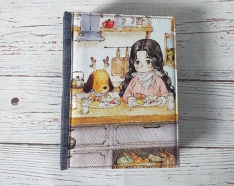 Recycled fabric recipe notebook, handmade recipe book, cooking journal, birthday gift for mother