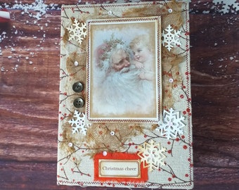Christmas junk journal, handmade vintage junk journal, Christmas journal, Christmas gift for her