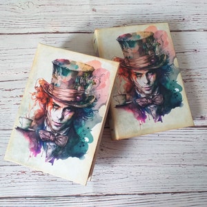 Alice in Wonderland Mad Hatter&#39;s Journal, handmade journal 6x4, Alice in Wonderland notebook, Handmade journal and notebooks