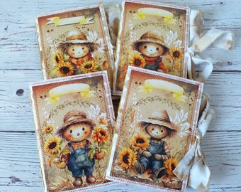 Little fall scarecrow junk diary, handmade blank junk diary, autumn journal, A6 junk journal, scarecrow journal