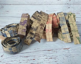 Vintage ruffle roll, sewn paper ruffles, junk journal supplies, embellishments for your journal.