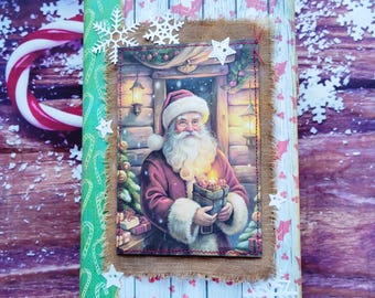 Rustic Christmas junk journal handmade, Christmas journal, Memory journal, Christmas memories journal, Christmas gift scrapbook lovers