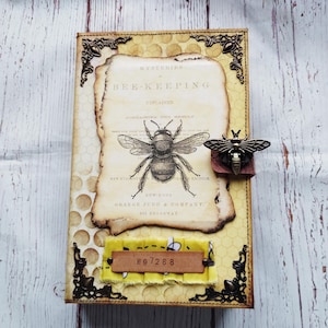 Bee junk journal, vintage junk journal, handmade junk journal, art journal, memory journal, gift for beekeepers