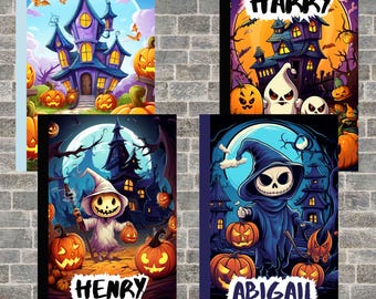 Libro para colorear Halloween niños personalizado, 20 páginas para colorear de Halloween, Páginas para colorear espeluznantes, regalo niños