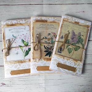 Blank junk journal, handmade vintage junk journal, blank garden journal, flowers journal