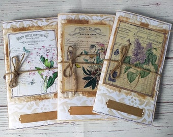 Blank junk journal, handmade vintage junk journal, blank garden journal, flowers journal