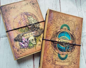 Grimoire handmade, book of shadows, magic junk journal, refillable wicca journal, Spell journal