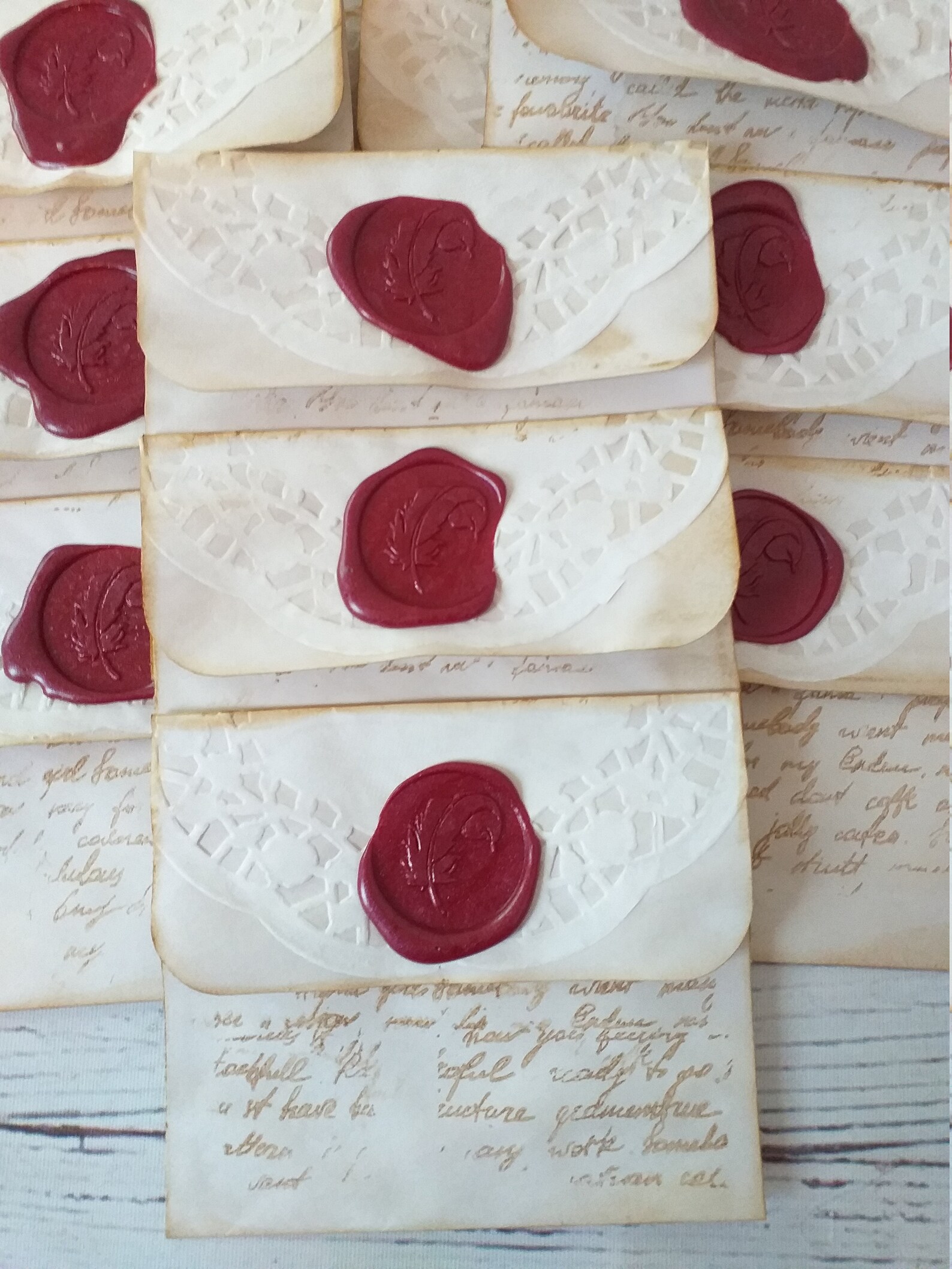 Handmade vintage triple envelope wax seal set of 3 Etsy