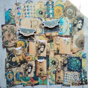 Vintage Maan Ephemera Set, 54 Stuks, Junk Journal Benodigdheden, Papier Benodigdheden, Junk Journal Goodies