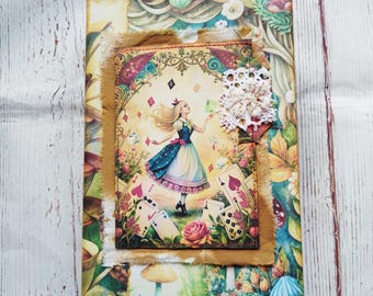 Alice in wonderland junk journal handmade, Memoty journal, Art journal