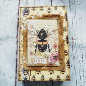 Bee junk journal, vintage junk journal, handmade junk journal, art journal, memory journal, gift for beekeepers