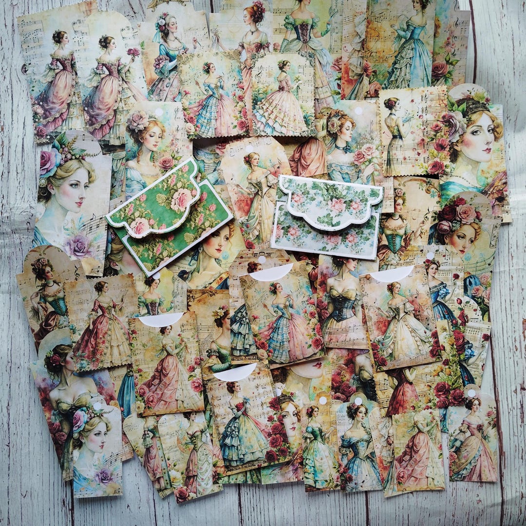 Shabby Chic Frech Lady Ephemera Pack, 54 Pcs, Junk Journal Supplies ...