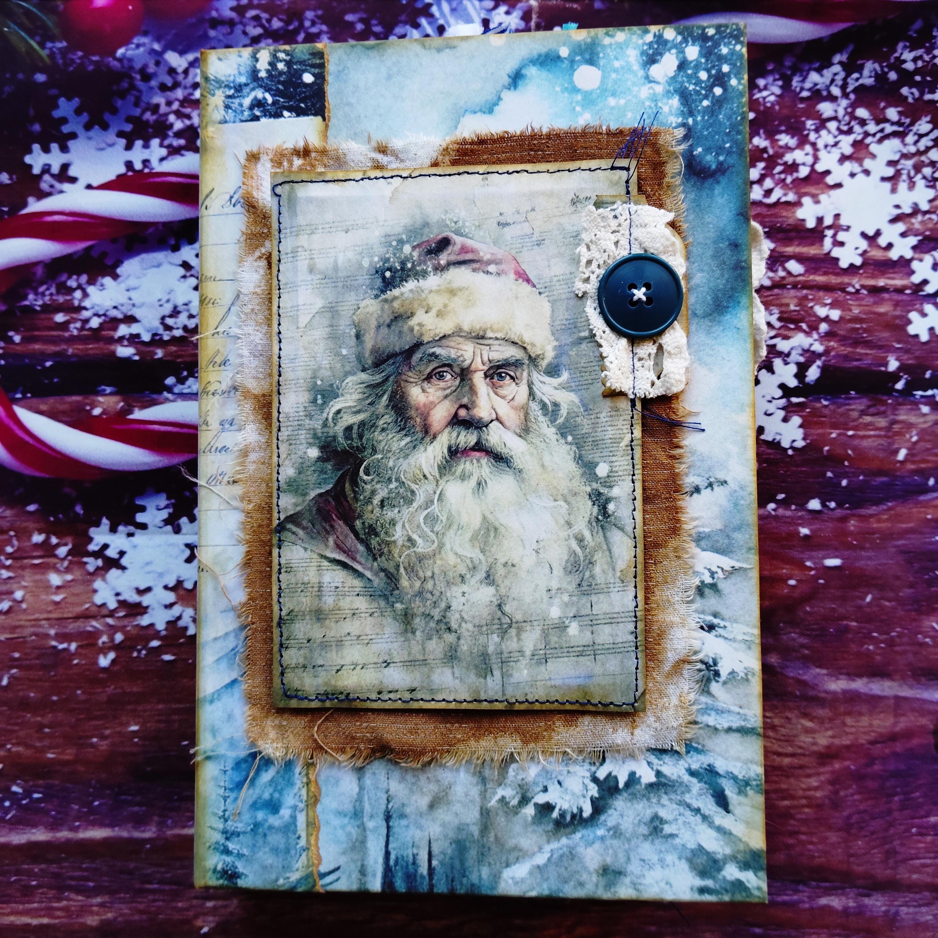 手作りクリスマスジャンクジャーナル、ヴィンテージクリスマス