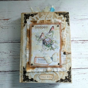 Vintage spring junk journal handmade, garden journal for women, spring memories journal