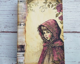 Rotkäppchen Tagebuch, Handgemachtes Blanko-Tagebuch in persönlicher Größe, Rotkäppchen-Tagebuch