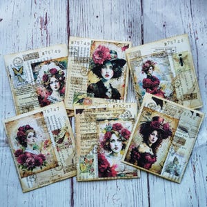 Pochettes de livre, lot de 6, pochettes vintage, éphémères de dame française, éphémères vintage, fournitures de journal indésirable