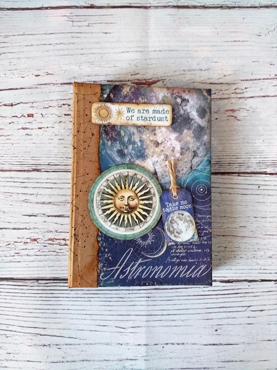 Celestial Journal Handmade, Moon Journal, Journal 6x4, Stitched Hardcover  Journal 