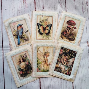Pochettes de rangement pour livres, lot de 6, pochettes vintage, éphémères nature, fournitures de journal intime