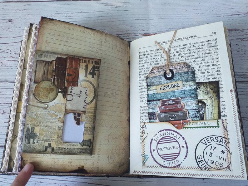 Travel Junk Journal Vintage Junk Journal Handmade Junk Etsy