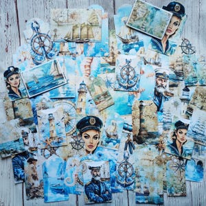 Conjunto de efímera Náutica vintage, 54 piezas, suministros para diario basura, suministros de papel, golosinas para diario basura