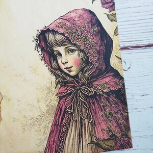 Handmade Red Riding Hood Journal, Personal Size Blank Journal, Sewn Red ...