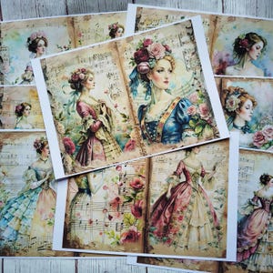 Kit imprimé Junk Journal French Ladies, kit journal Shabby Chic, pages et éphémères Junk Journal, kit imprimé Scrapbook,