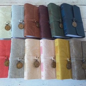 Vegan leather journal, handmade journal, jouenal A6, stitched journal