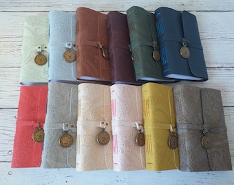 Vegan leather journal, handmade journal, jouenal A6, stitched journal