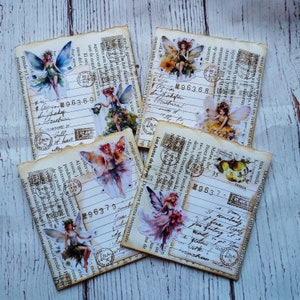 Pochettes en papier de livre, ensemble de 4, poches vintage, fées éphémères, fantastiques éphémères, éphémères pour votre journal indésirable