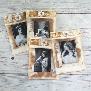 Buste da donna vintage fatte a mano, buste di carta per libri, effimeri di diario spazzatura vintage, effimeri da donna vintage, effimeri vittoriani