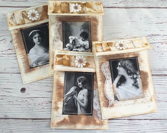 Lady vintage envelopes handmade, paper book envelopes, junk journal vintage ephemera, vintage womens ephemera, vintorian lady ephemera