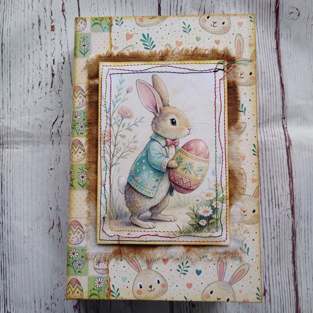 Vintage Easter Junk Journal Handmade, Easter Bunny Journal, Memory ...