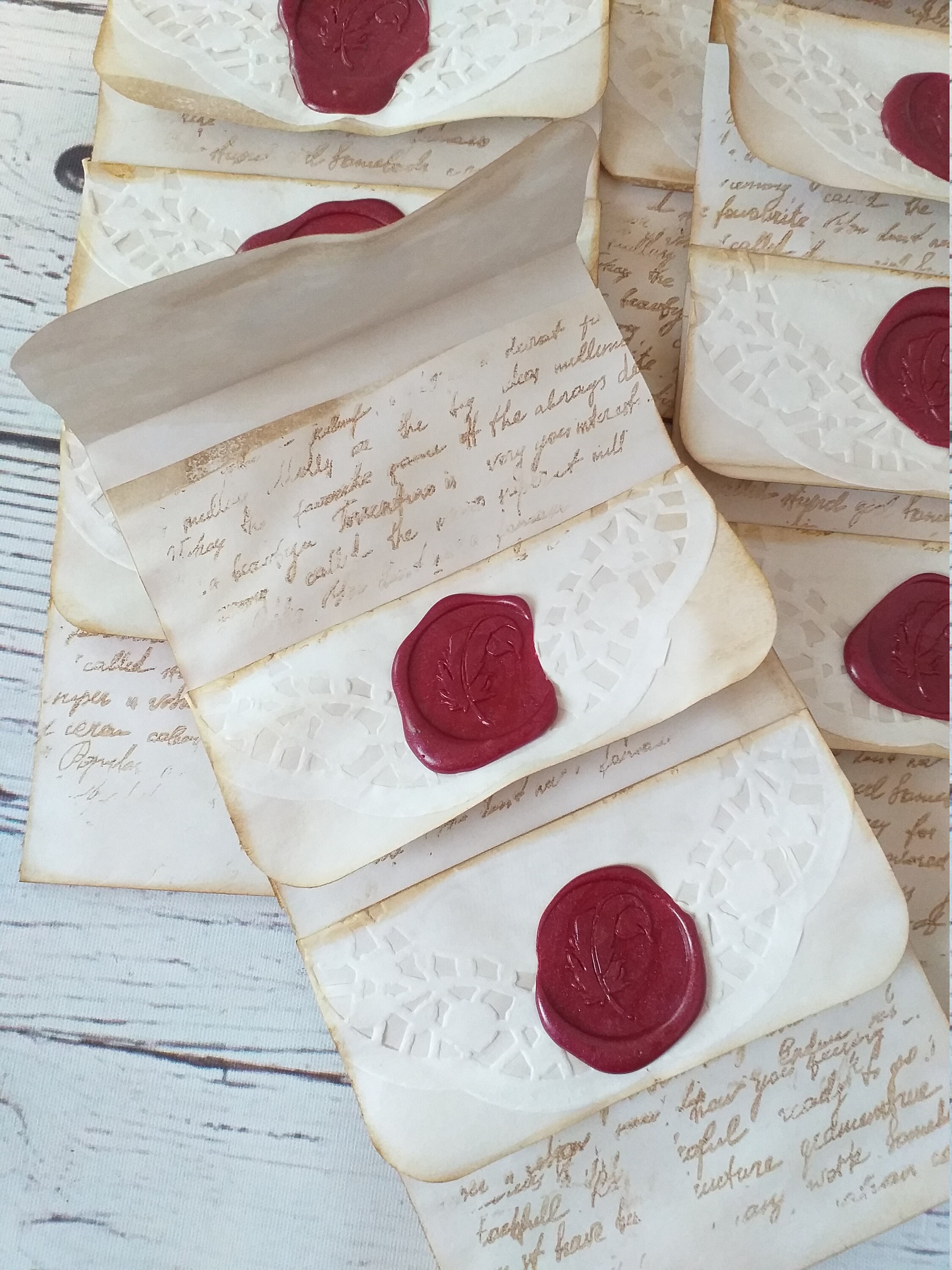 Handmade vintage triple envelope wax seal set of 3 Etsy