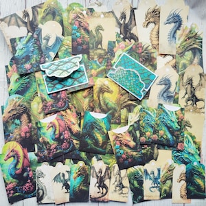 Set di effimeri a forma di drago, 60 pezzi, Junk Journal Supplies, Forniture di carta, Junk Journal Goodies