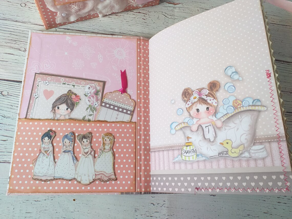 Baby junk journal set journal and box girl junk journal Etsy