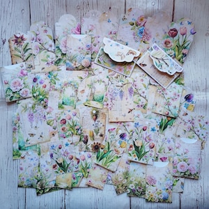 Ensemble de 54 éphémères Spring Garden, éphémères Junk Journal, scrapbooking, fournitures Junk Journal, articles de journal