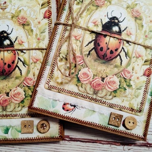 Diario spazzatura coccinella vuoto fatto a mano, diario spazzatura sacchetto di carta riciclata, diario vintage coccinella