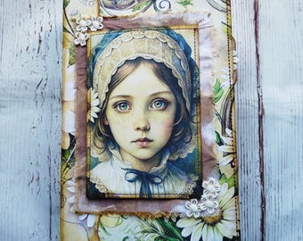 Vintage daisy junk journal, Spring junk journal, junk journal handmade, Memory journal, Vintage junk journal