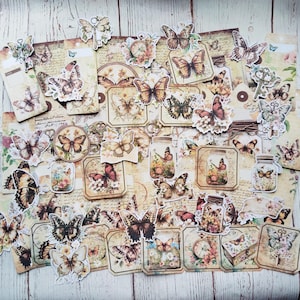Vintage Schmetterling Ephemera Set, 60 Stück, Junk Journal Zubehör, Junk Journal Goodies, Scrapbooking,
