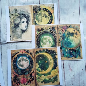 Vintage Moon Junk Journal Gedrukte Kit, Moon Journal Kit, Junk Journal Pagina's en Ephemera, Scrapbook Gedrukte Kit,