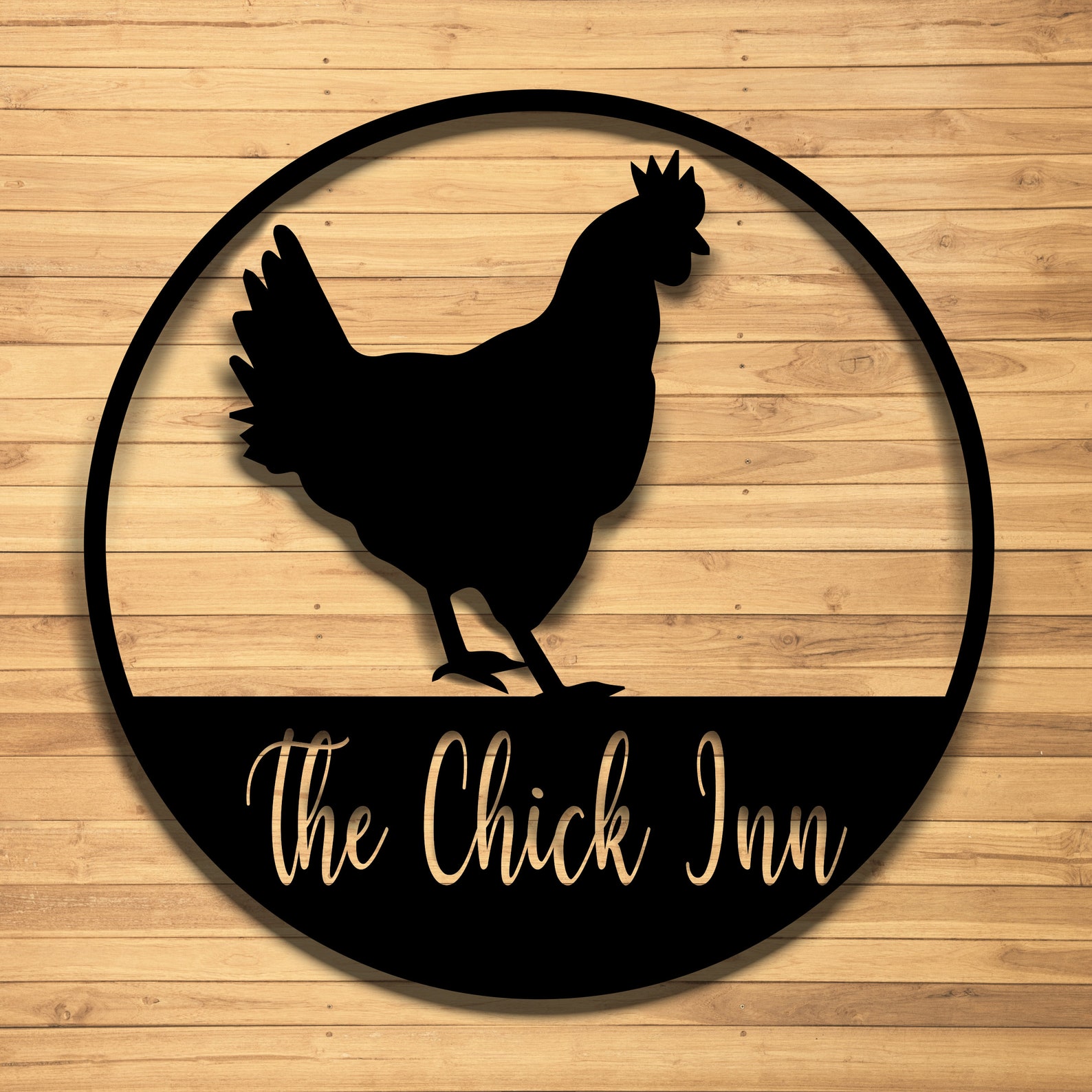 The Chick Inn Round Chicken Metal Sign Established Year Etsy
