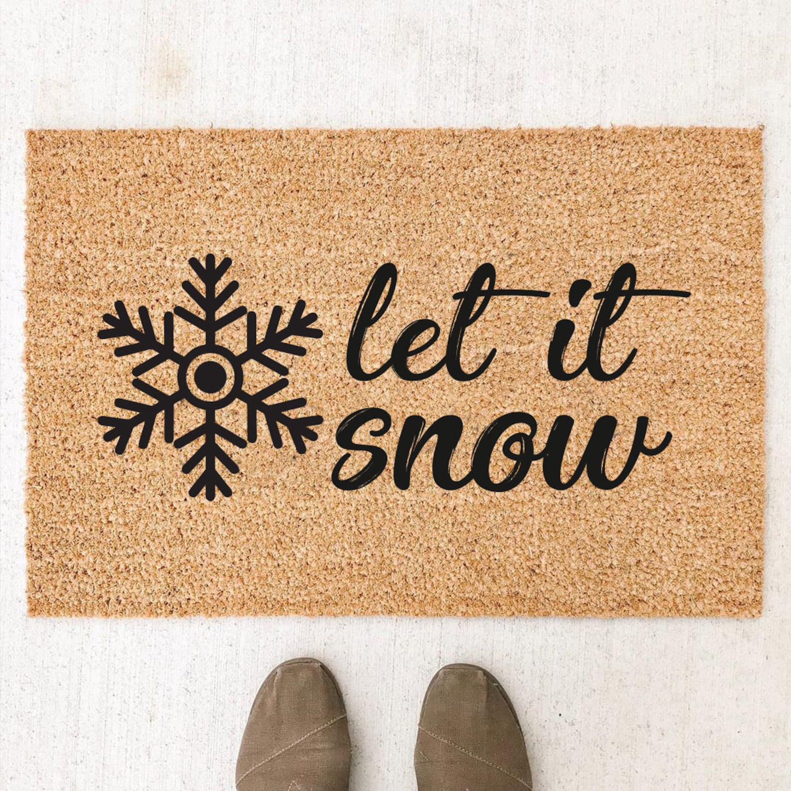 Let It Snow Doormat Snowflake Doormat Christmas Mat Etsy
