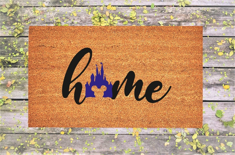 Disney Home Doormat With Castle Disneyland Disneyworld Etsy