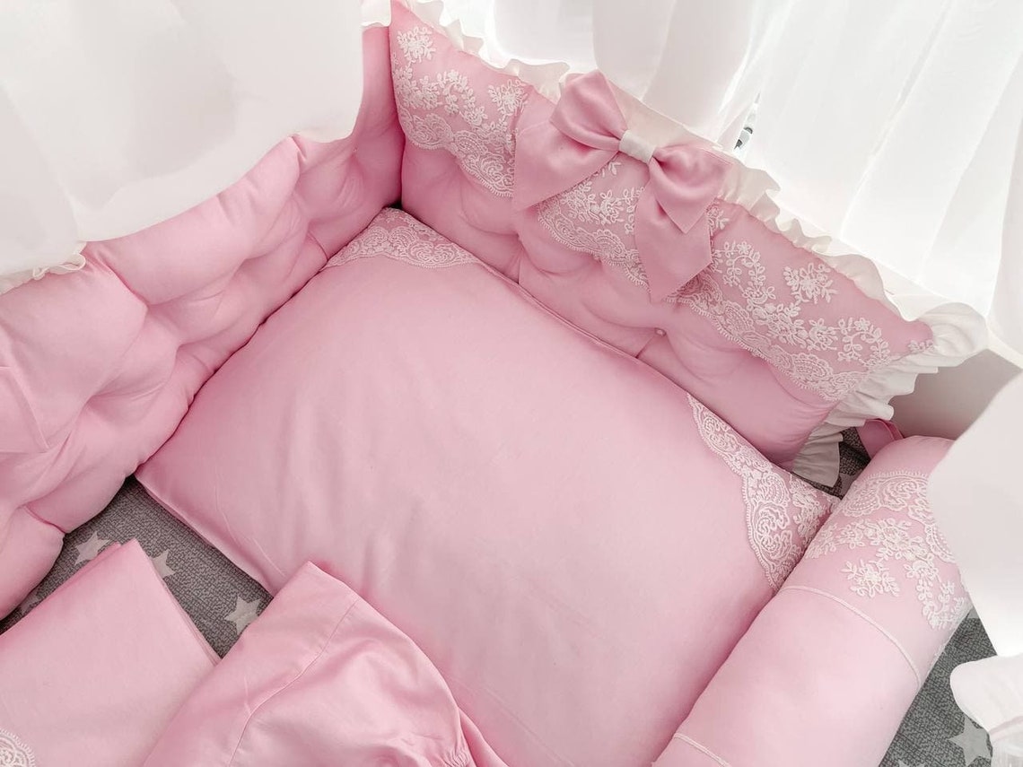 Mini Crib Bumper Pads Crib Bumper Pillows Baby Girl Crib Etsy